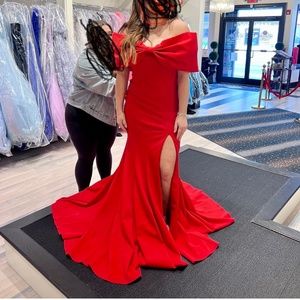 Ashley lauren off shoulder scuba gown bow size 10 item 11412 NEW w/ tag sold o o